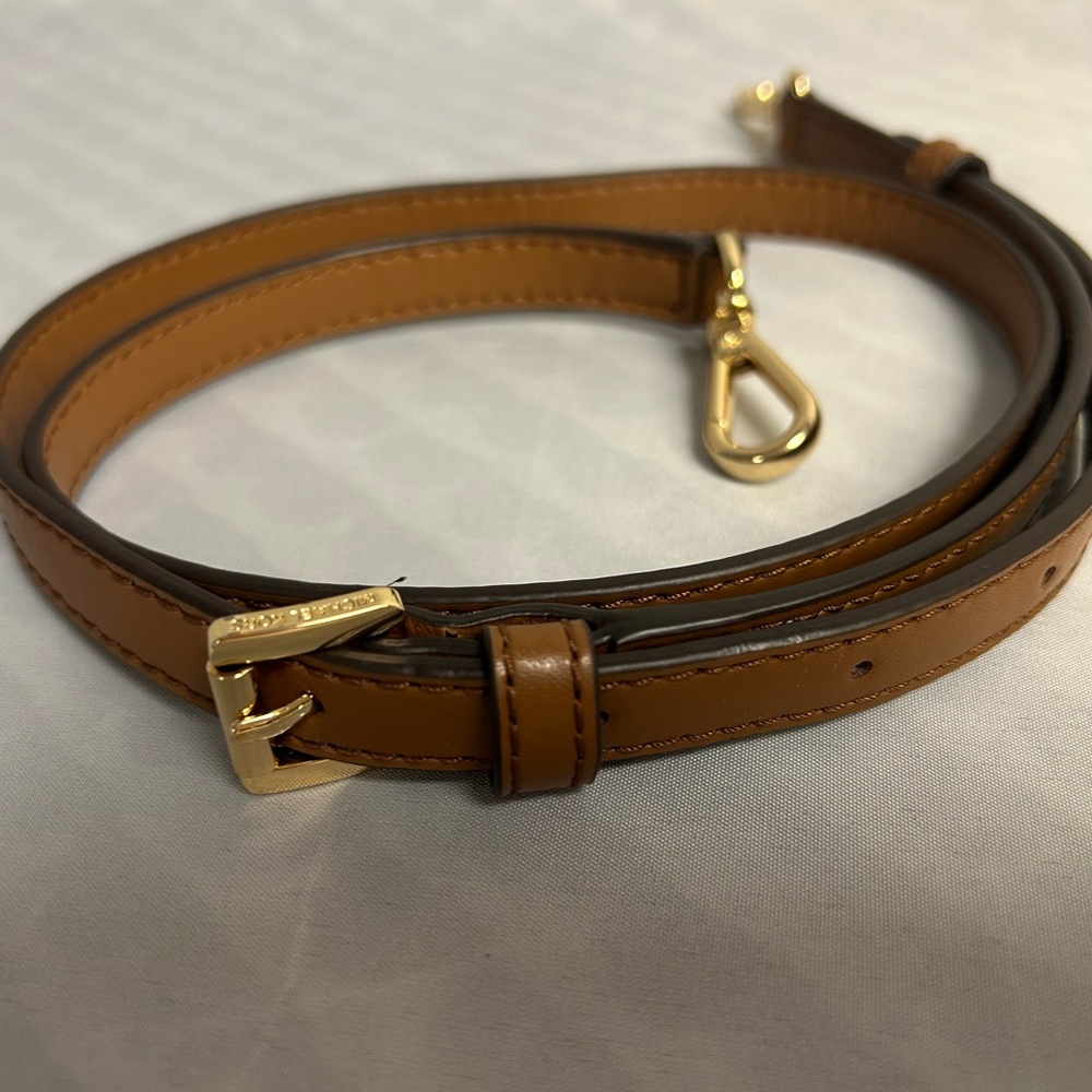 Michael Kors Brown Leather Adjustable Shoulder Strap with Gold